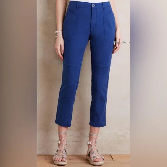 Anthropologie • Women’s Billie Blue Cropped Trousers By Hei Hei Size 27 EUC - Picture 1 of 3